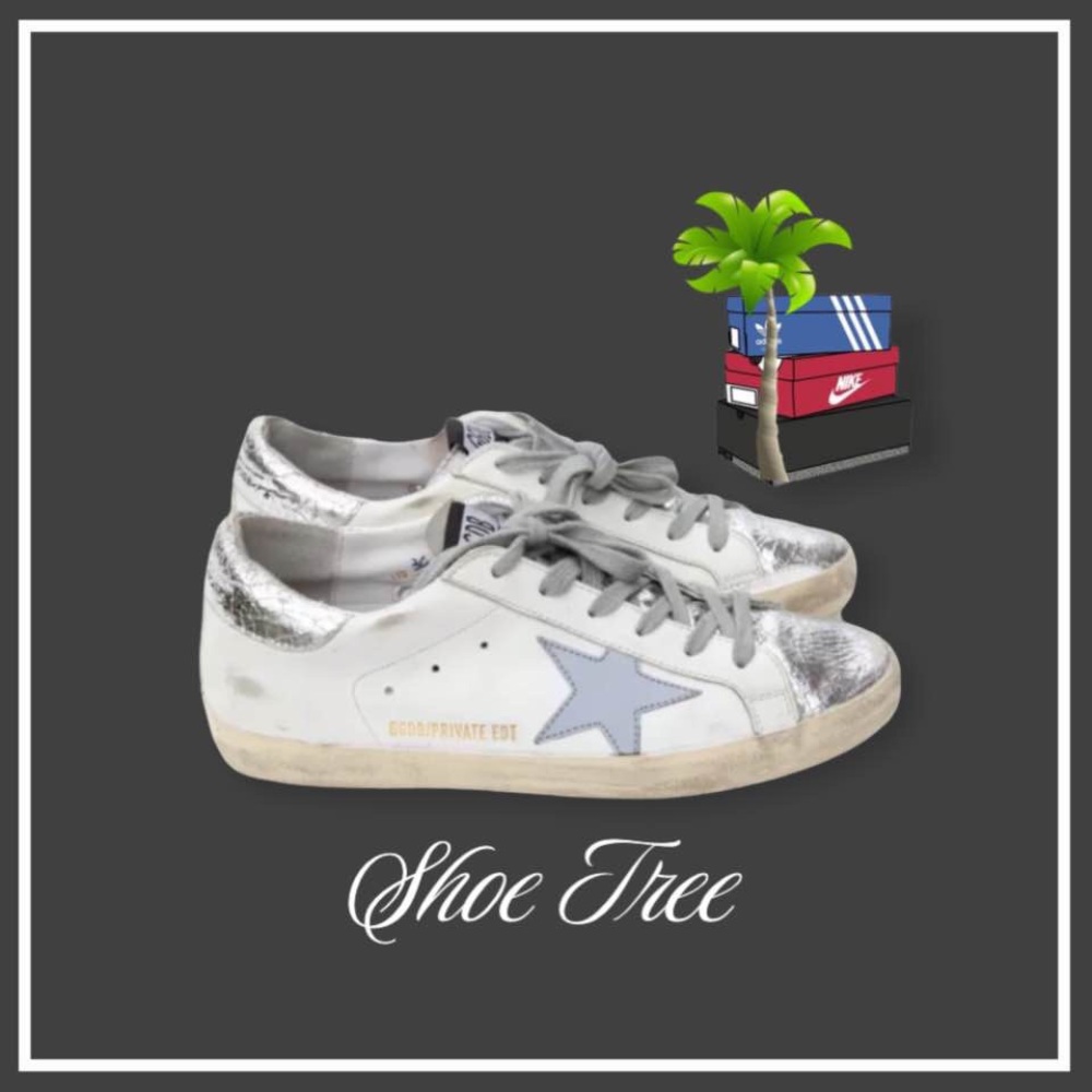 Golden Goose Superstar Low Top Women Size 6 Sneakers White Tan Silver Star